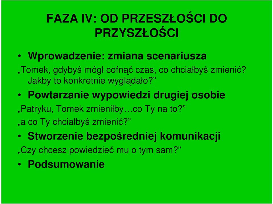 Powtarzanie wypowiedzi drugiej osobie Patryku, Tomek zmieniłby co Ty na to?