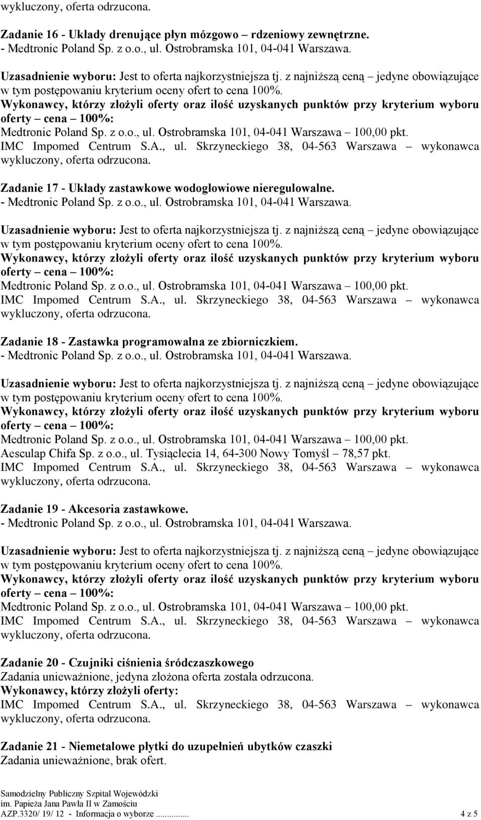 Zadanie 19 - Akcesoria zastawkowe.