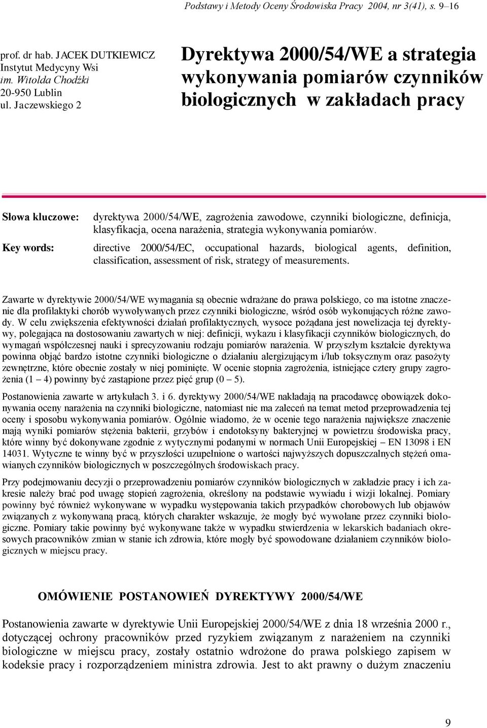 biologiczne, definicja, klasyfikacja, ocena narażenia, strategia wykonywania pomiarów.