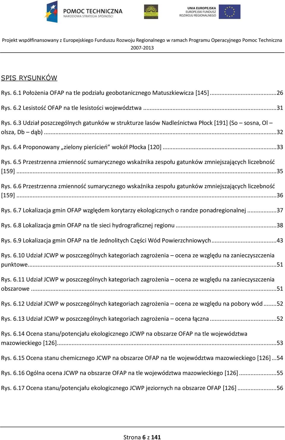 .. 36 Rys. 6.7 Lokalizacja gmin OFAP względem korytarzy ekologicznych o randze ponadregionalnej... 37 Rys. 6.8 Lokalizacja gmin OFAP na tle sieci hydrograficznej regionu... 38 Rys. 6.9 Lokalizacja gmin OFAP na tle Jednolitych Części Wód Powierzchniowych.