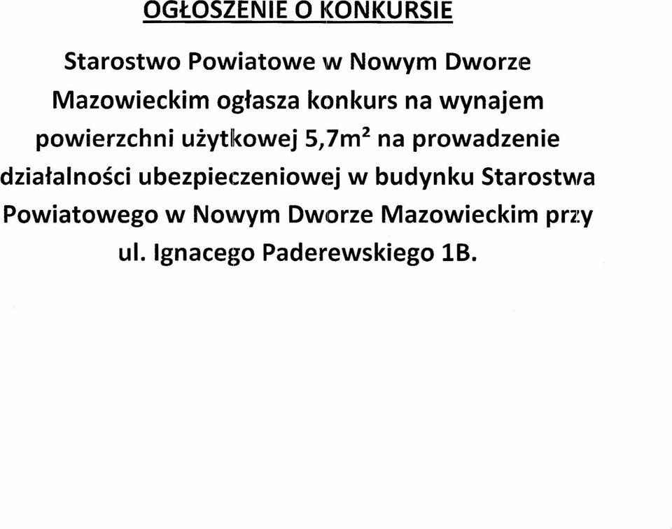 2 na prowadzenie działalności ubezpieczeniowej w budynku Starostwa