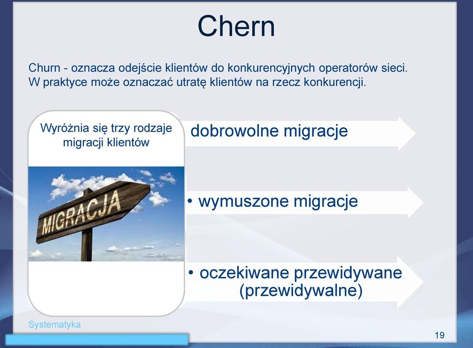 Wyróżnia się trzy rodzaje migracji klientów dobrowolne migracje