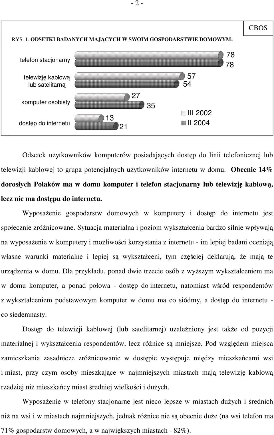 użytkowników komputerów posiadających dostęp do linii telefonicznej lub telewizji kablowej to grupa potencjalnych użytkowników internetu w domu.