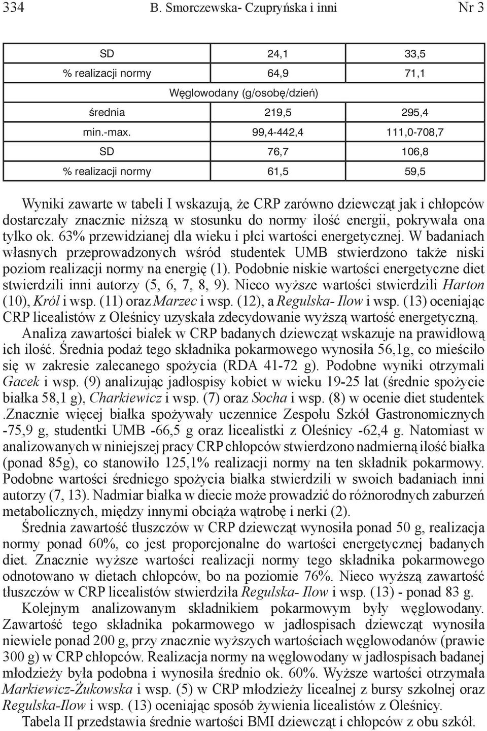 energii, pokrywała ona tylko ok. 63% przewidzianej dla wieku i płci wartości energetycznej.