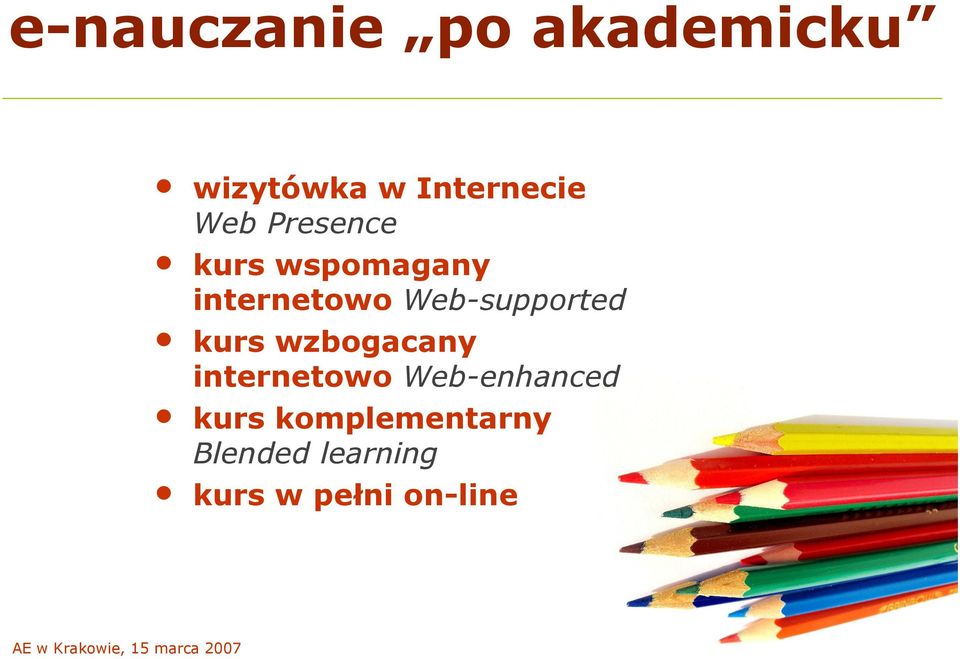 Web-supported kurs wzbogacany internetowo