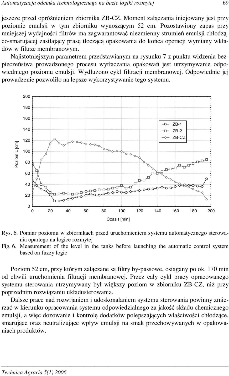 membranowym. Najistotniejszym parametrem przedstawianym na rysunku 7 z punktu widzenia bezpieczestwa prowadzonego procesu wytłaczania opakowa jest utrzymywanie odpowiedniego poziomu emulsji.