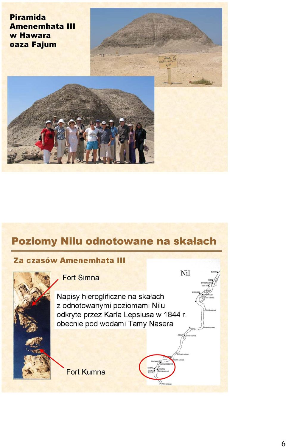 Napisy hieroglificzne na skałach z odnotowanymi poziomami Nilu
