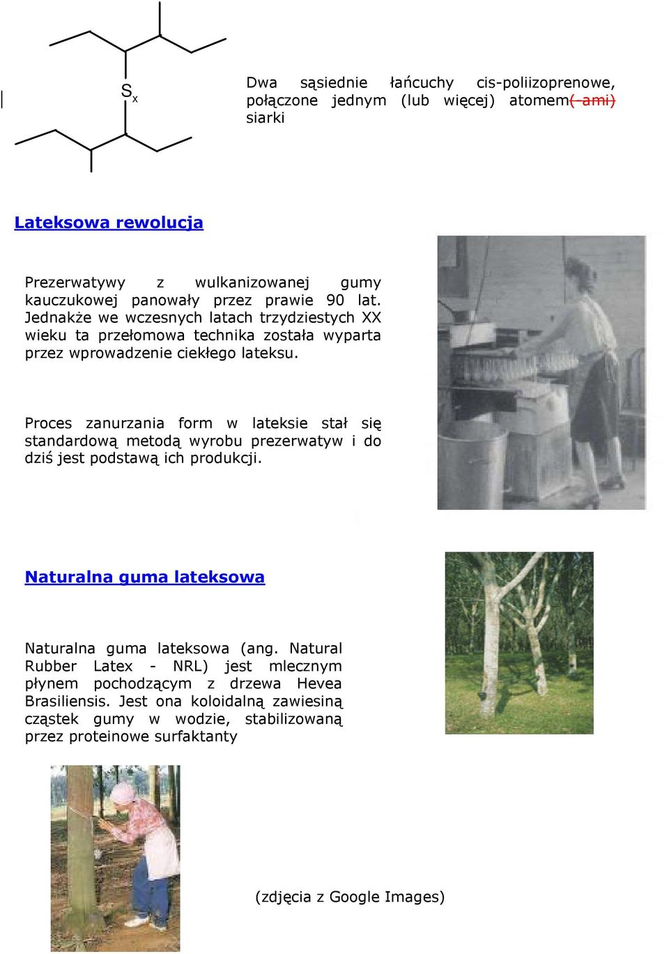 Proces zanurzania form w lateksie stał się standardową metodą wyrobu prezerwatyw i do dziś jest podstawą ich produkcji. Naturalna guma lateksowa Naturalna guma lateksowa (ang.