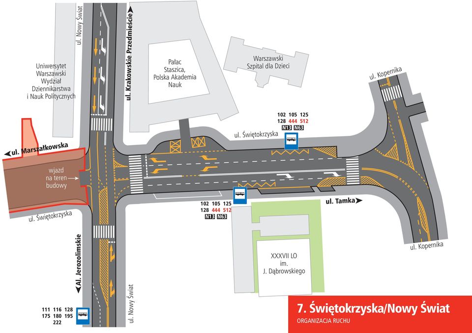 Marszałkowska ul. Świętokrzyska 102 105 125 128 444 512 N13 N63 ul.