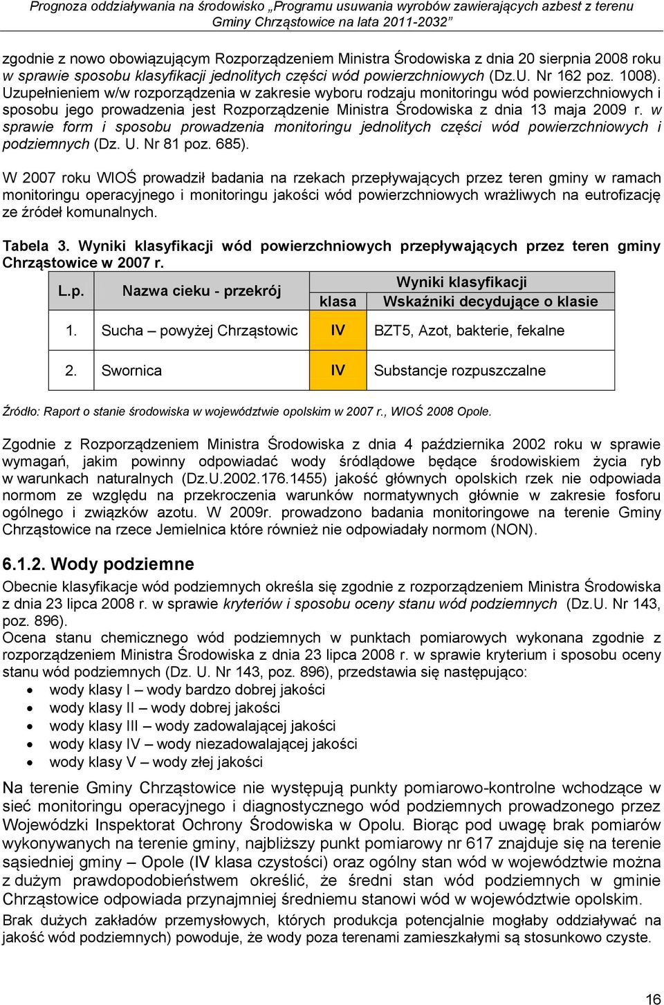 Uzupełnieniem w/w rozporządzenia w zakresie wyboru rodzaju monitoringu wód powierzchniowych i sposobu jego prowadzenia jest Rozporządzenie Ministra Środowiska z dnia 13 maja 29 r.
