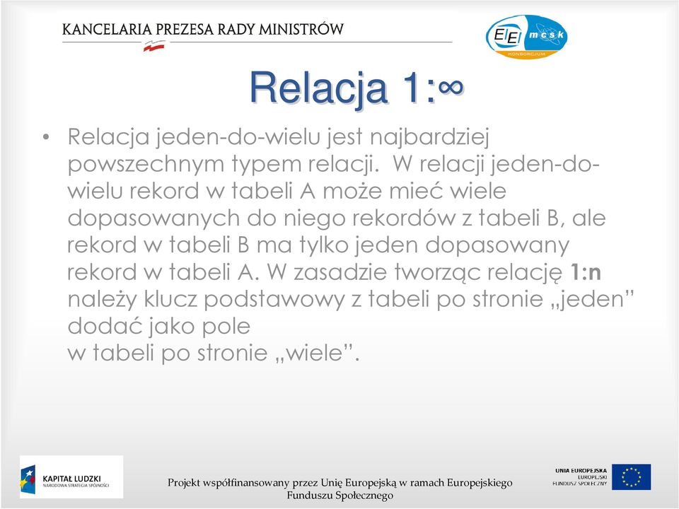tabeli B, ale rekord w tabeli B ma tylko jeden dopasowany rekord w tabeli A.