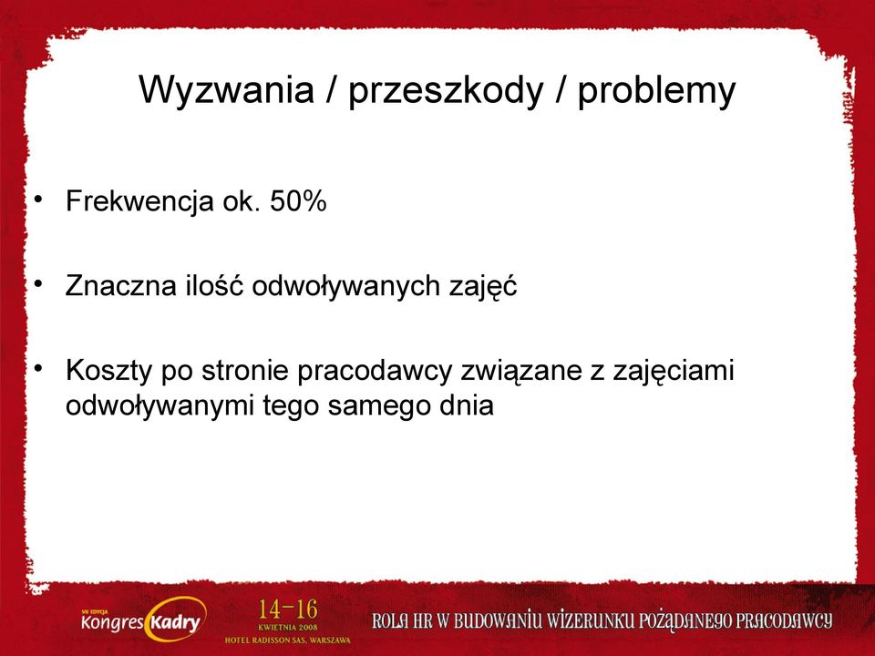 50% Znaczna ilość odwoływanych zajęć