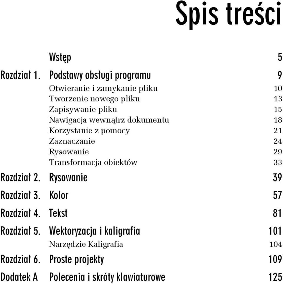 Nawigacja wewnątrz dokumentu 18 Korzystanie z pomocy 21 Zaznaczanie 24 Rysowanie 29 Transformacja obiektów 33