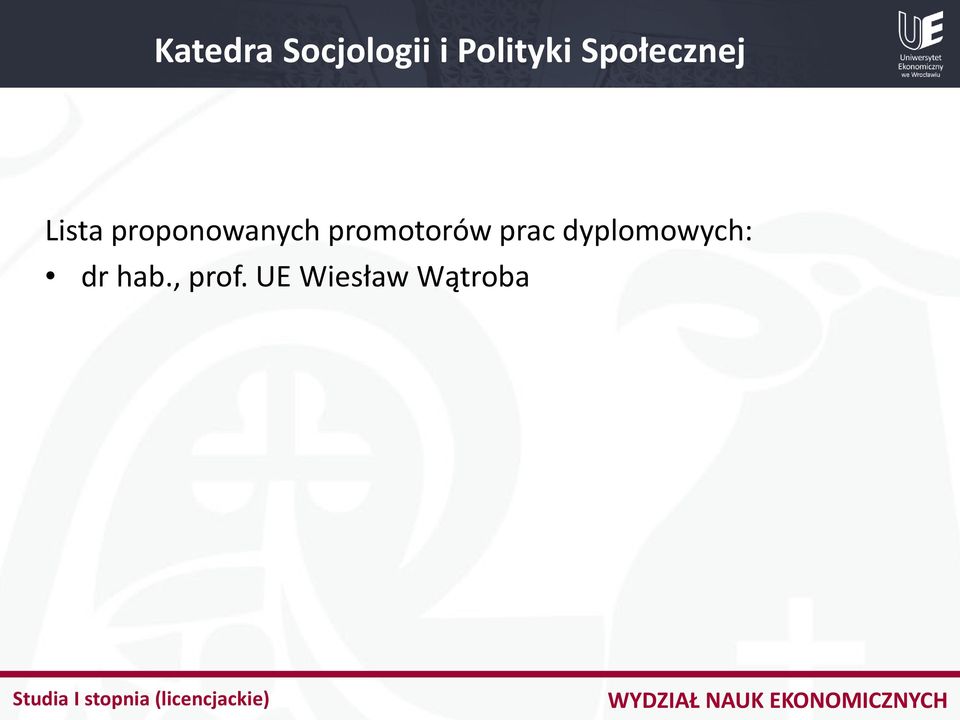 promotorów prac dyplomowych: