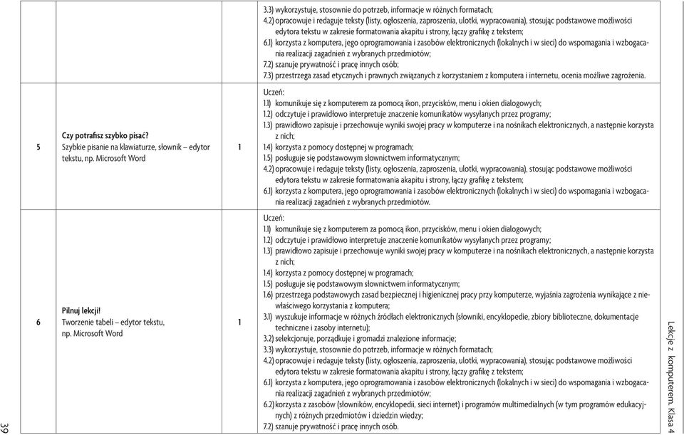 2) odczytuje i prawidłowo interpretuje znaczenie komunikatów wysyłanych przez programy;.