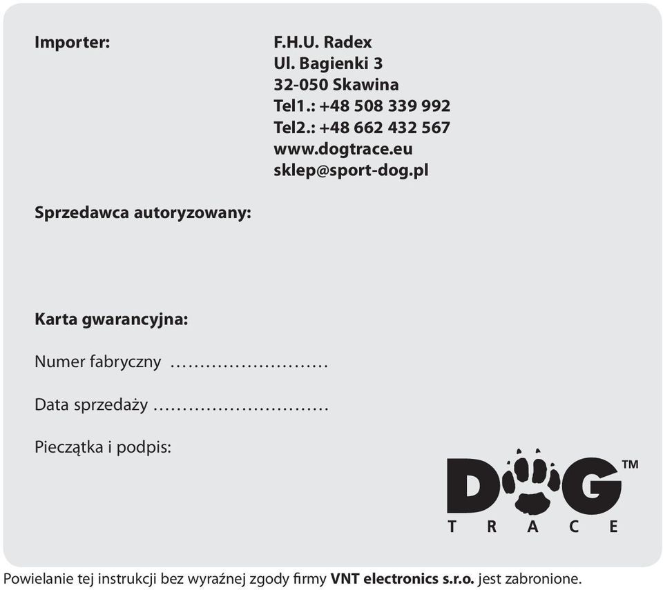 pl Sprzedawca autoryzowany: Karta gwarancyjna: Numer fabryczny Data sprzedaży