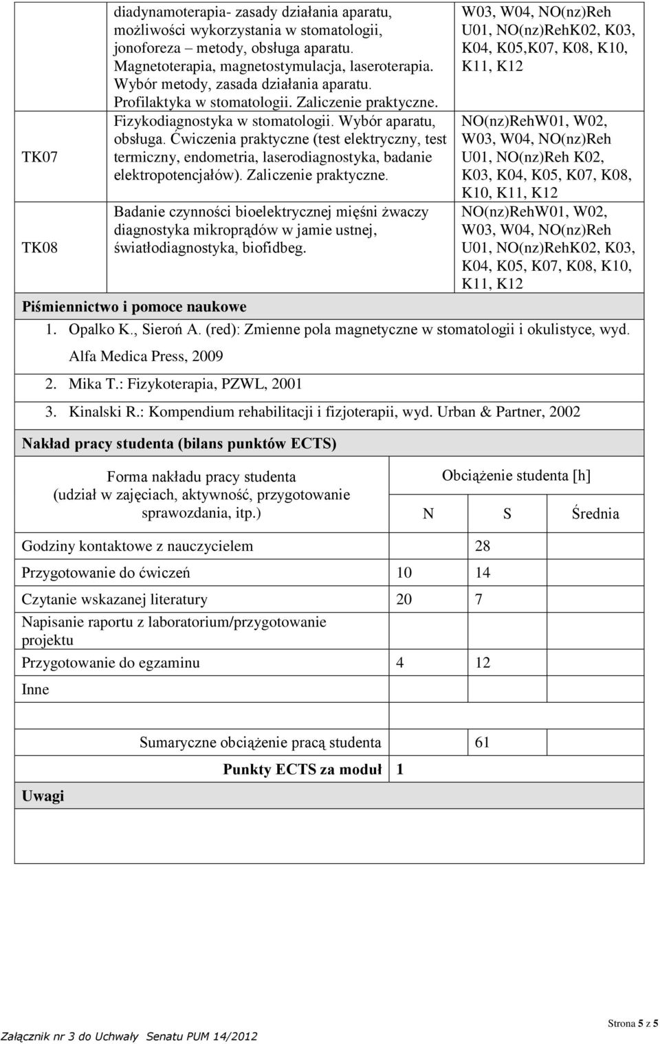 Ćwiczenia praktyczne (test elektryczny, test termiczny, endometria, laserodiagnostyka, badanie elektropotencjałów). Zaliczenie praktyczne.