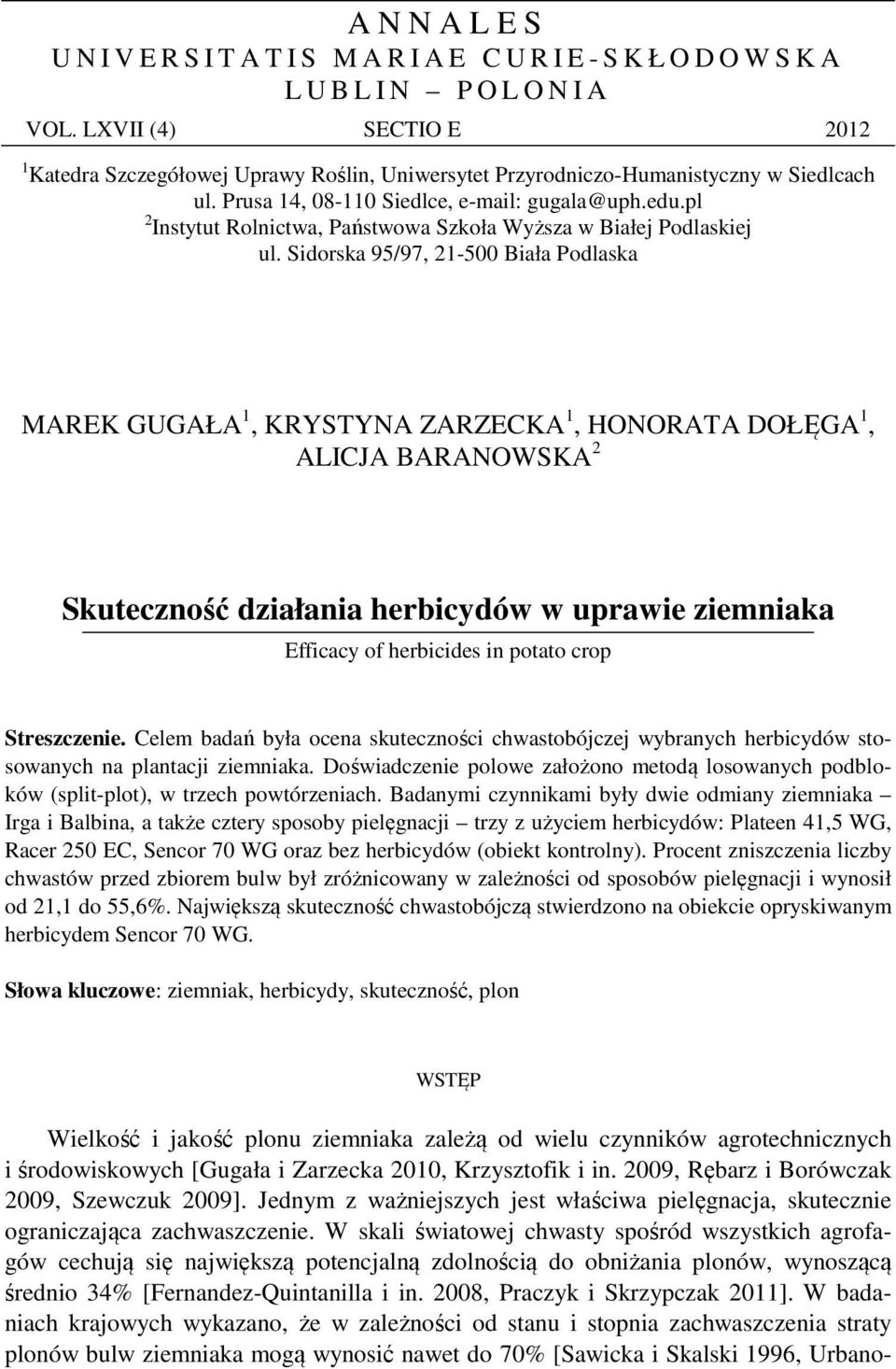 pl 2 Instytut Rolnictwa, Państwowa Szkoła Wyższa w Białej Podlaskiej ul.