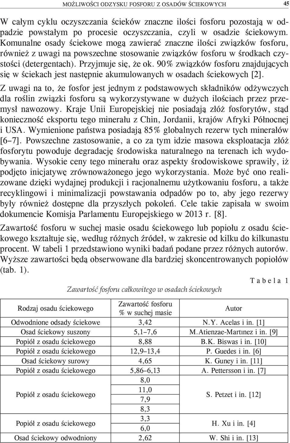 90% związków fosforu znajdujących się w ściekach jest następnie akumulowanych w osadach ściekowych [2].