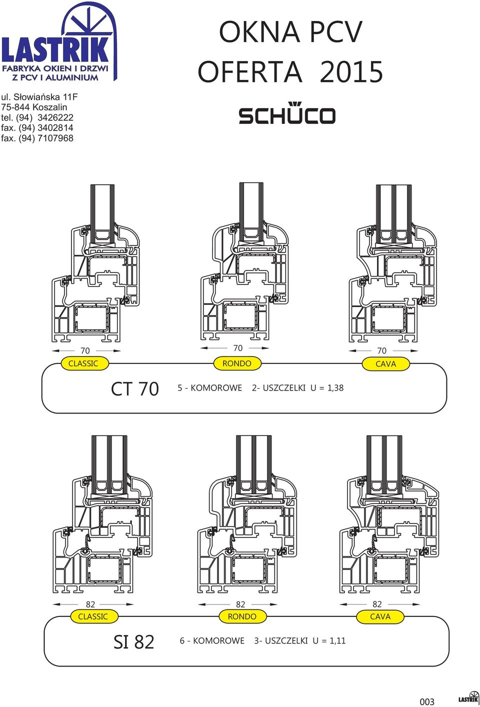 (94) 7107968 OKNA PCV OFERTA 2015 70 70 70 CLASSIC RONDO CAVA