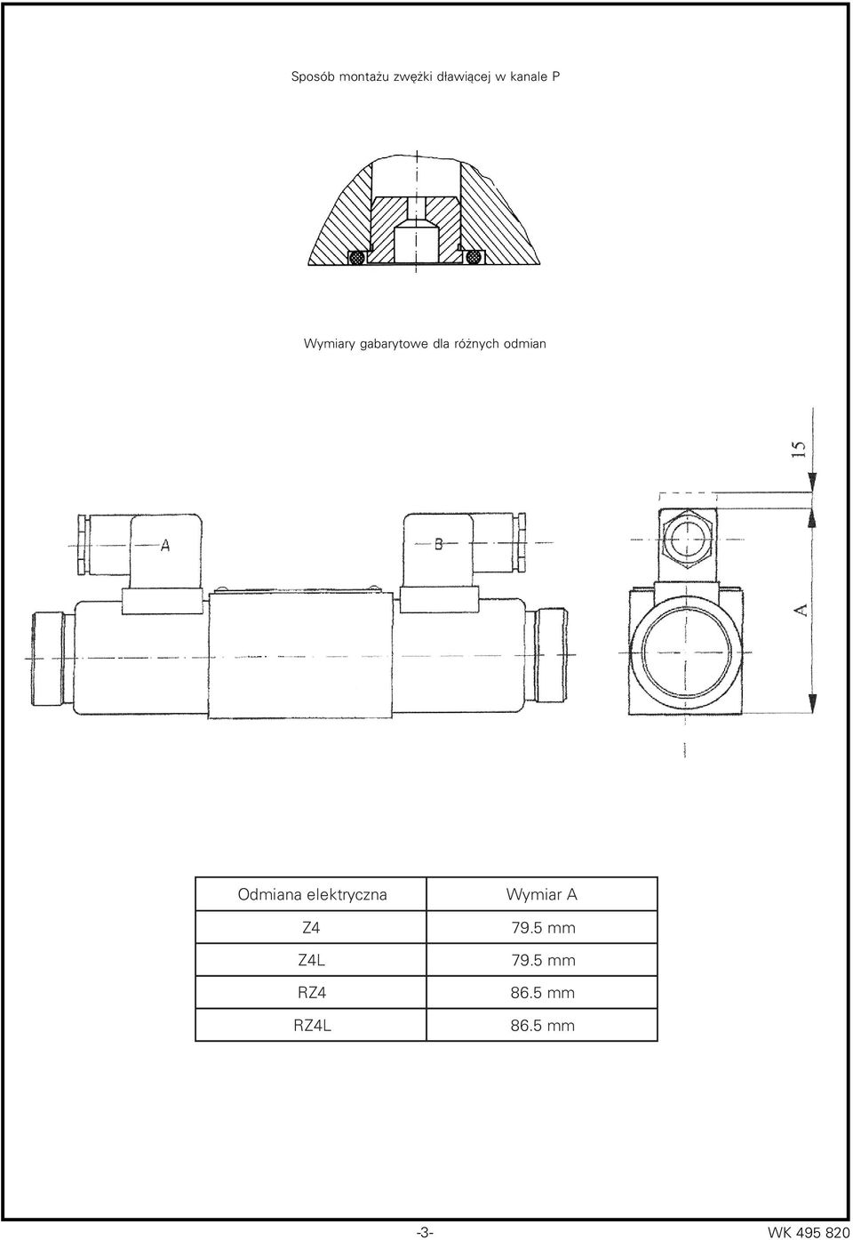 Odmiana elektryczna Z4 Z4L RZ4 RZ4L Wymiar