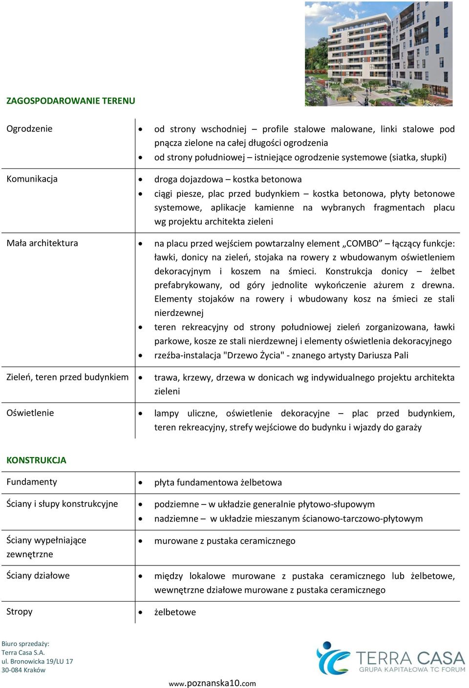 projektu architekta zieleni Mała architektura na placu przed wejściem powtarzalny element COMBO łączący funkcje: ławki, donicy na zieleń, stojaka na rowery z wbudowanym oświetleniem dekoracyjnym i