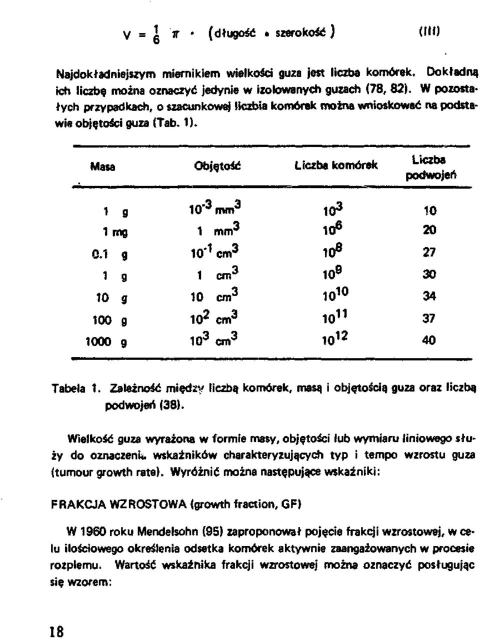 Masa Objętość Liczba komórek Liczba podwojeń 1 9 10" 3 mm 3 10 3 10 1 mg 1 mm 3 10 6 20 0.