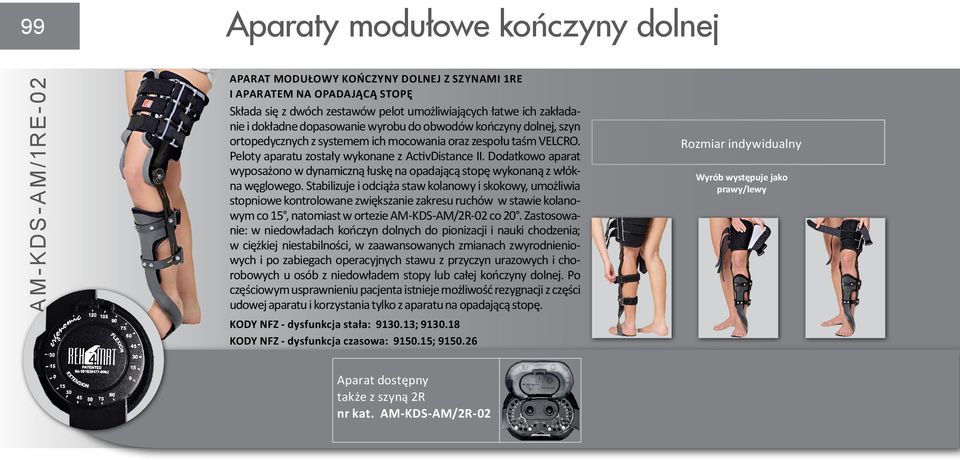 Dodatkowo aparat wyposażono w dynamiczną łuskę na opadającą stopę wykonaną z włókna węglowego.