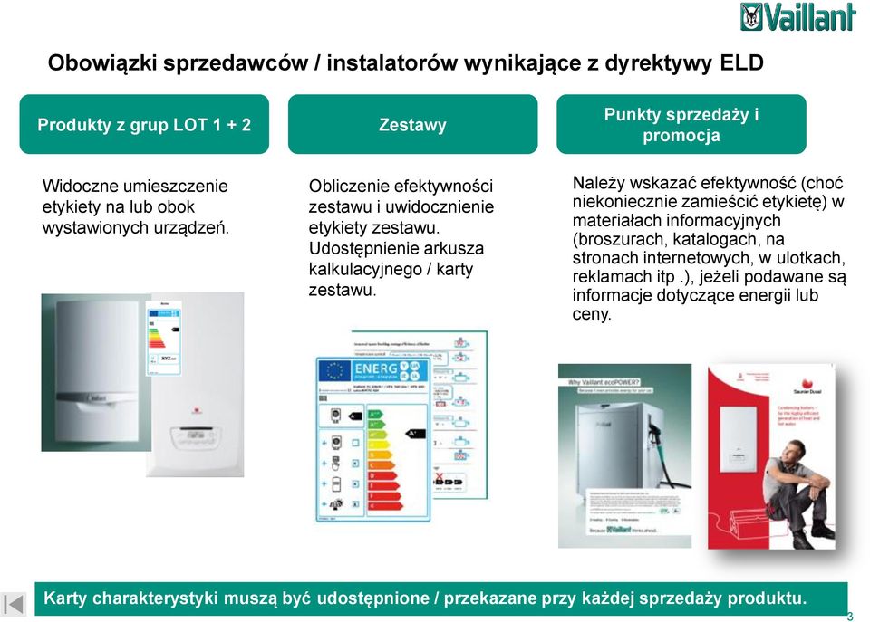 Należy wskazać efektywność (choć niekoniecznie zamieścić etykietę) w materiałach informacyjnych (broszurach, katalogach, na stronach internetowych, w ulotkach,