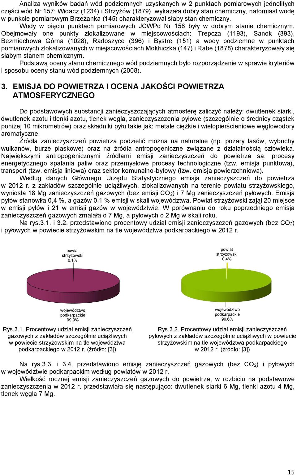 Obejmowały one punkty zlokalizowane w miejscowościach: Trepcza (1193), Sanok (393), Bezmiechowa Górna (1028), Radoszyce (396) i Bystre (151) a wody podziemne w punktach pomiarowych zlokalizowanych w