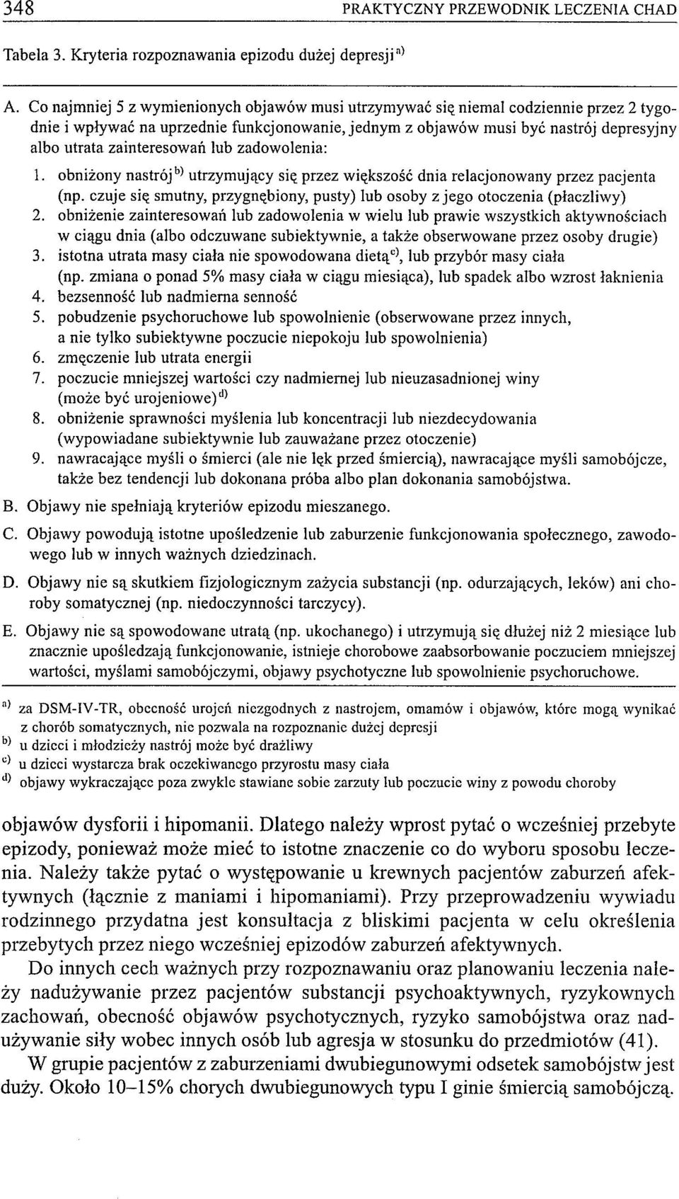 zainteresowań lub zadowolenia: 1. obniżony nastrój b) utrzymujący się przez większość dnia relacjonowany przez pacjenta (np.