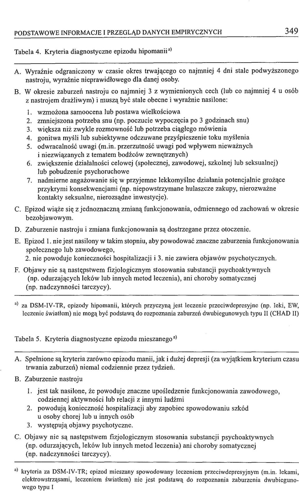 W okresie zaburzeń nastroju co najmniej 3 z wymienionych cech (lub co najmniej 4 u osób z nastrojem draźliwym) i muszą być stale obecne i wyraźnie nasilone: l.