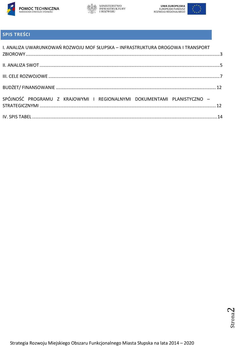 TRANSPORT ZBIOROWY...3 II. ANALIZA SWOT...5 III. CELE ROZWOJOWE.