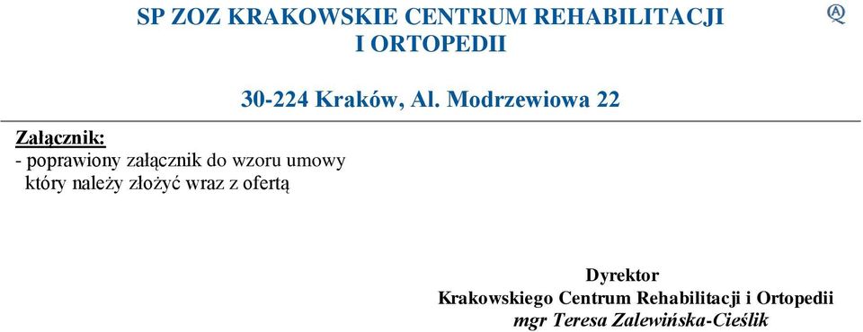 ofertą Dyrektor Krakowskiego Centrum
