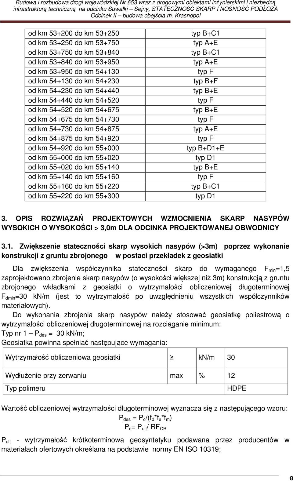 55+140 do km 55+160 od km 55+160 do km 55+220 od km 55+220 do km 55+300 typ A+E typ A+E typ B+F typ B+E typ B+E typ A+E typ B+D1+E typ B+E 3.
