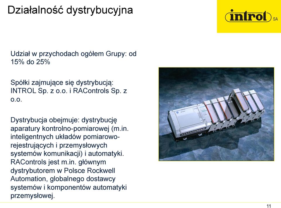 inteligentnych układów pomiaroworejestrujących i przemysłowych systemów komunikacji) i automatyki. RAControls jest m.