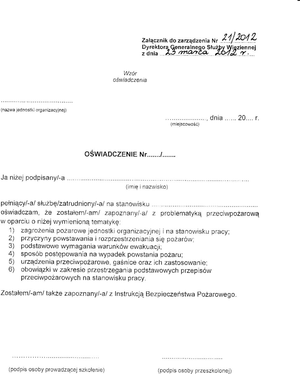 zecjwpozarowe w oparcilr o f izej ir',?ymieniona temalykg 1) zagro2enia pozarowe lednostk organizacyjnel i na stano\.