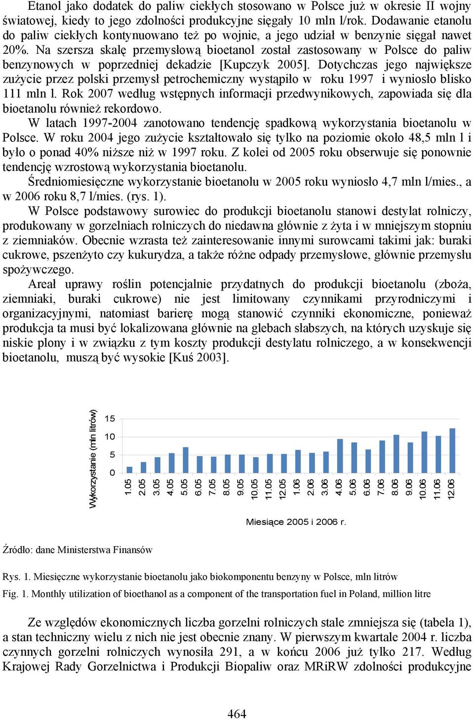 Na szersza skalę przemysłową bioetanol został zastosowany w Polsce do paliw benzynowych w poprzedniej dekadzie [Kupczyk 25].