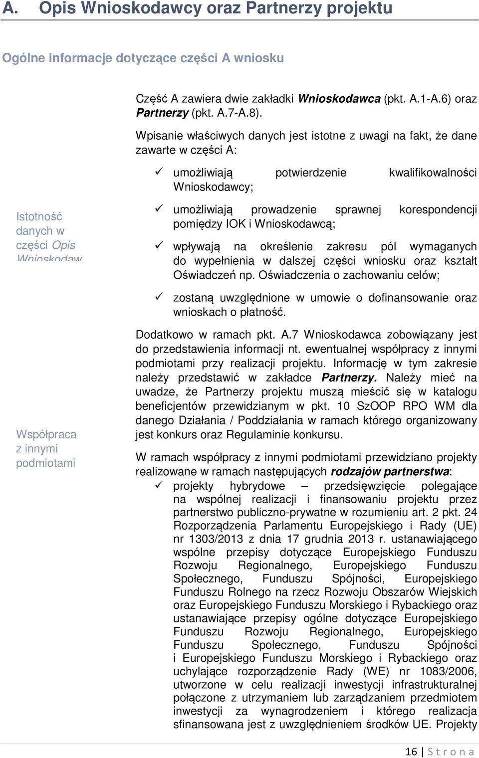 prowadzenie sprawnej korespondencji pomiędzy IOK i Wnioskodawcą; wpływają na określenie zakresu pól wymaganych do wypełnienia w dalszej części wniosku oraz kształt Oświadczeń np.