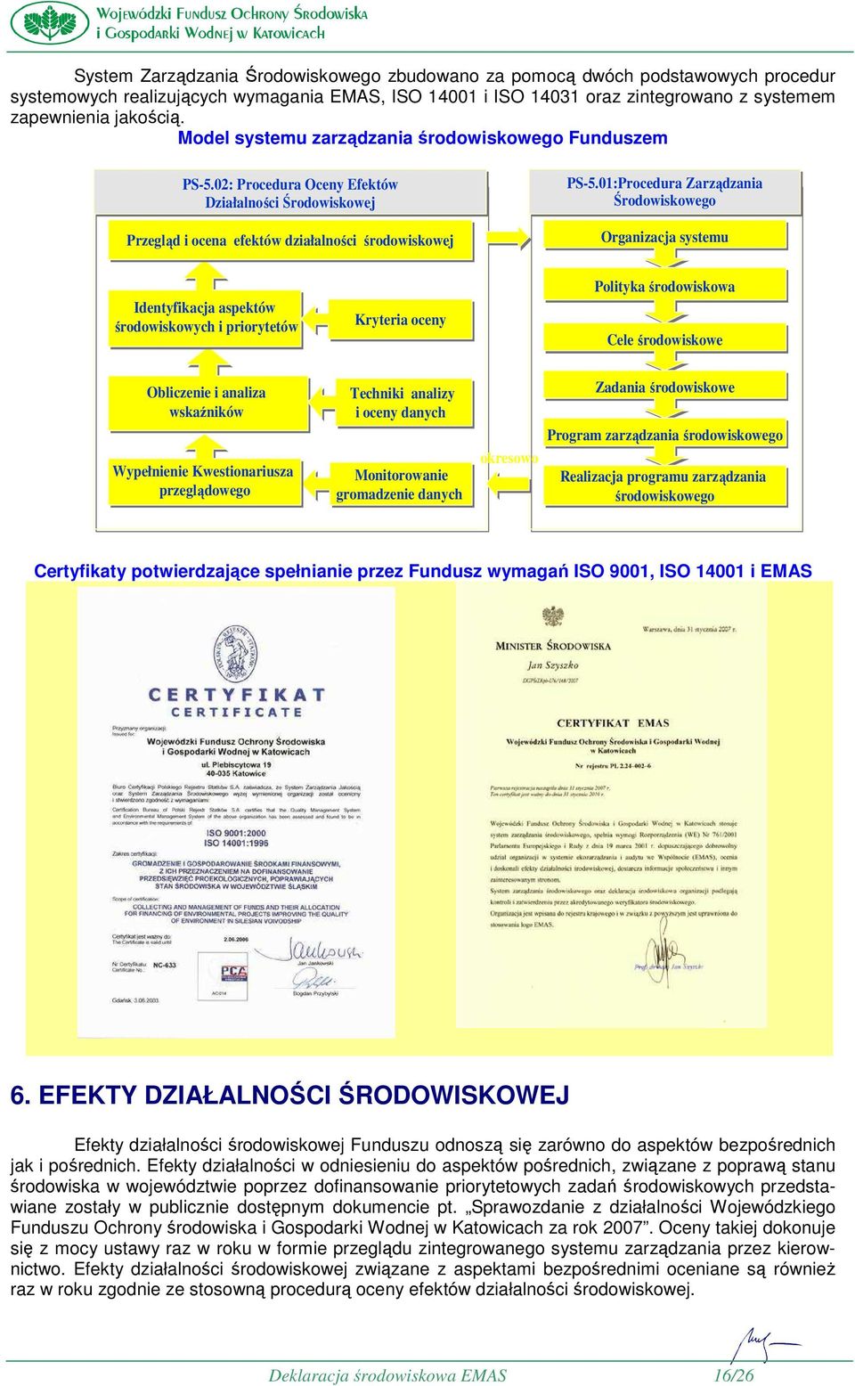 01:Procedura Zarządzania Środowiskowego Organizacja systemu Identyfikacja aspektów środowiskowych i priorytetów Kryteria oceny Polityka środowiskowa Cele środowiskowe Obliczenie i analiza wskaźników