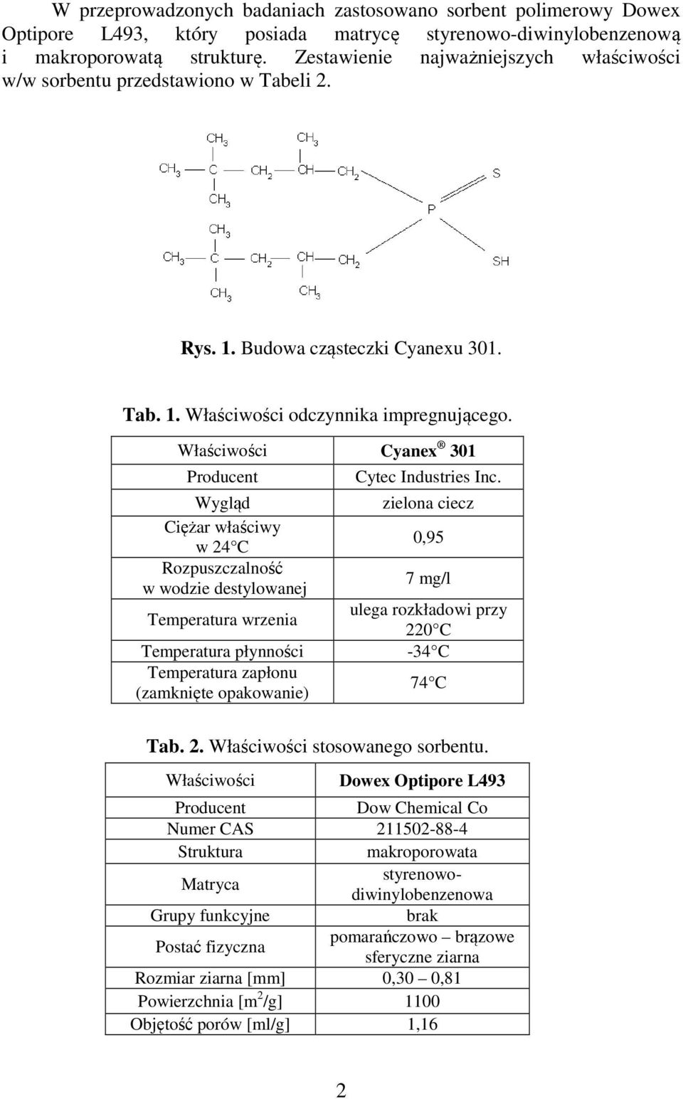 Właściwości Cyanex 31 Producent Wygląd Ciężar właściwy w 24 C Rozpuszczalność w wodzie destylowanej Temperatura wrzenia Temperatura płynności Temperatura zapłonu (zamknięte opakowanie) Cytec