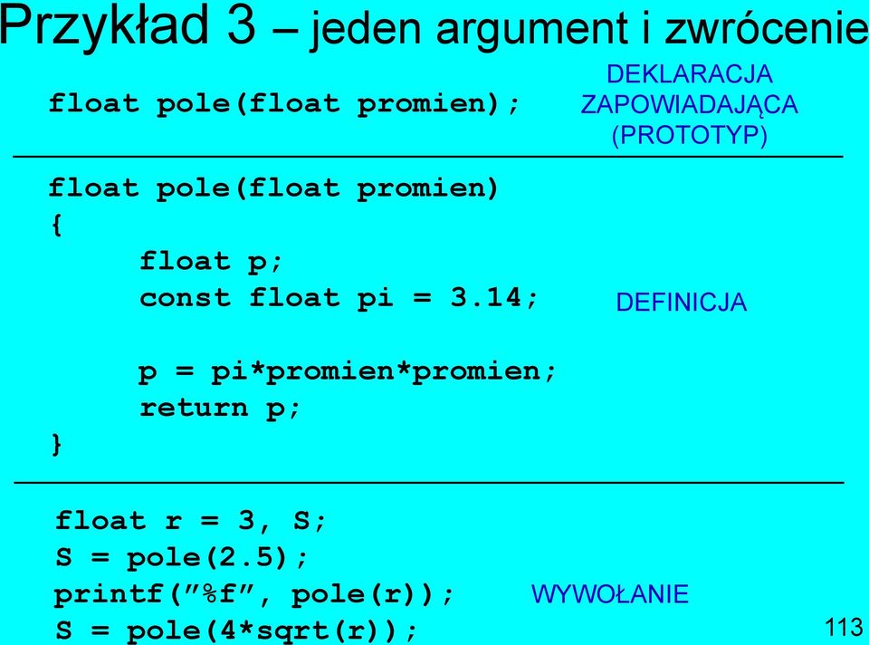 14; DEKLARACJA ZAPOWIADAJĄCA (PROTOTYP) DEFINICJA p =