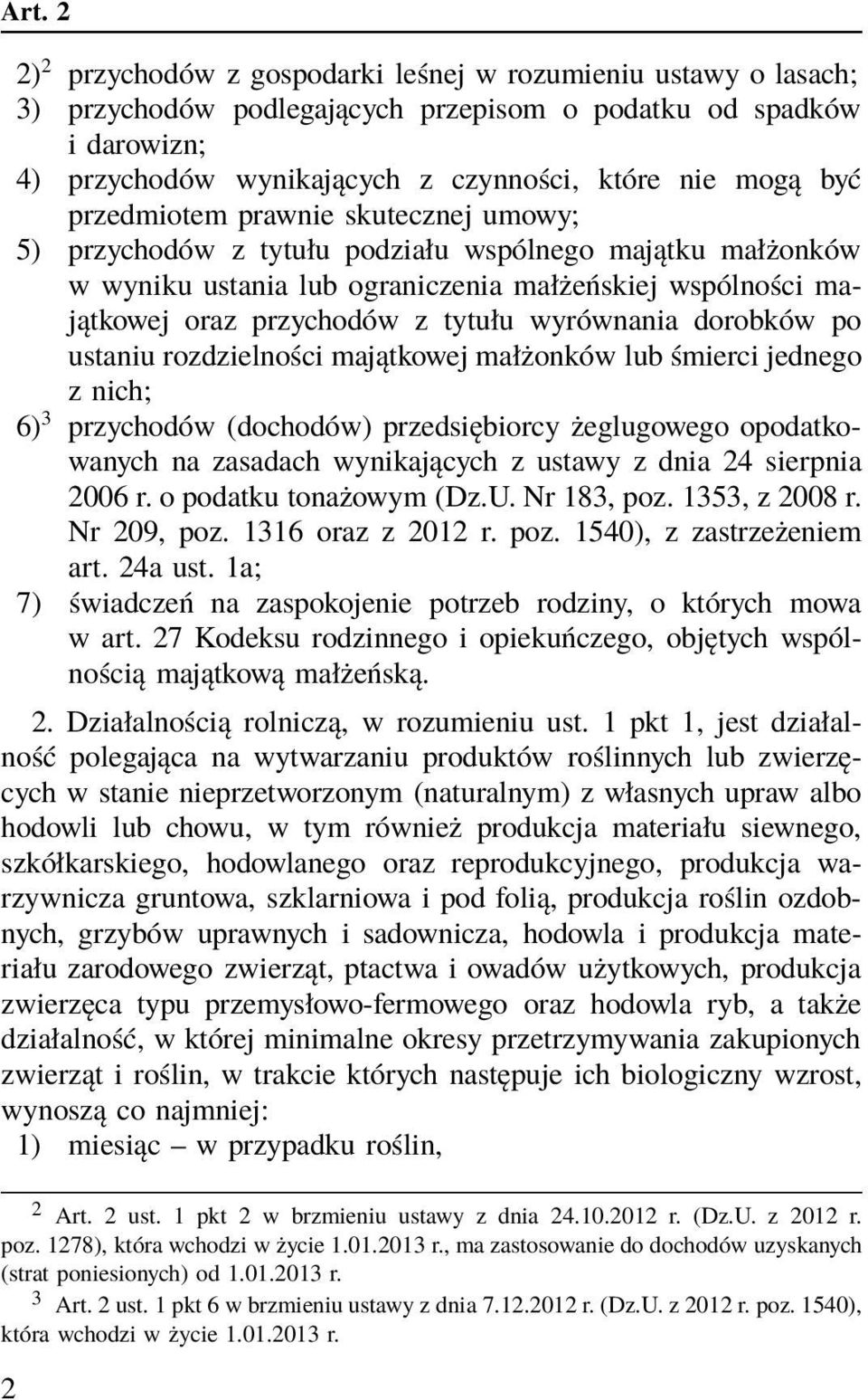 wyrównania dorobków po ustaniu rozdzielności majątkowej małżonków lub śmierci jednego znich; 6) 3 przychodów (dochodów) przedsiębiorcy żeglugowego opodatkowanych na zasadach wynikających z ustawy z