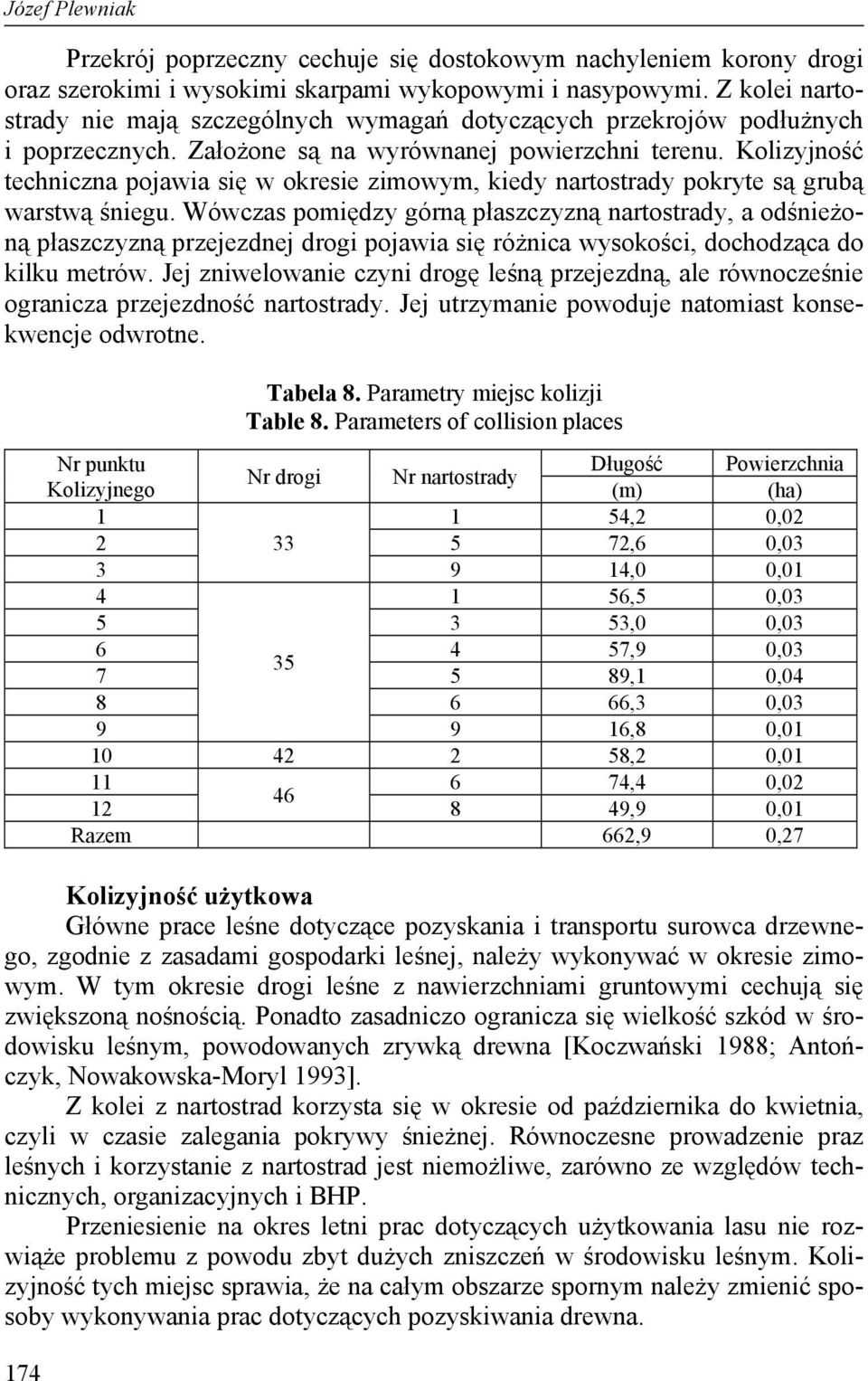 Kolizyjność techniczna pojawia się w okresie zimowym, kiedy nartostrady pokryte są grubą warstwą śniegu.