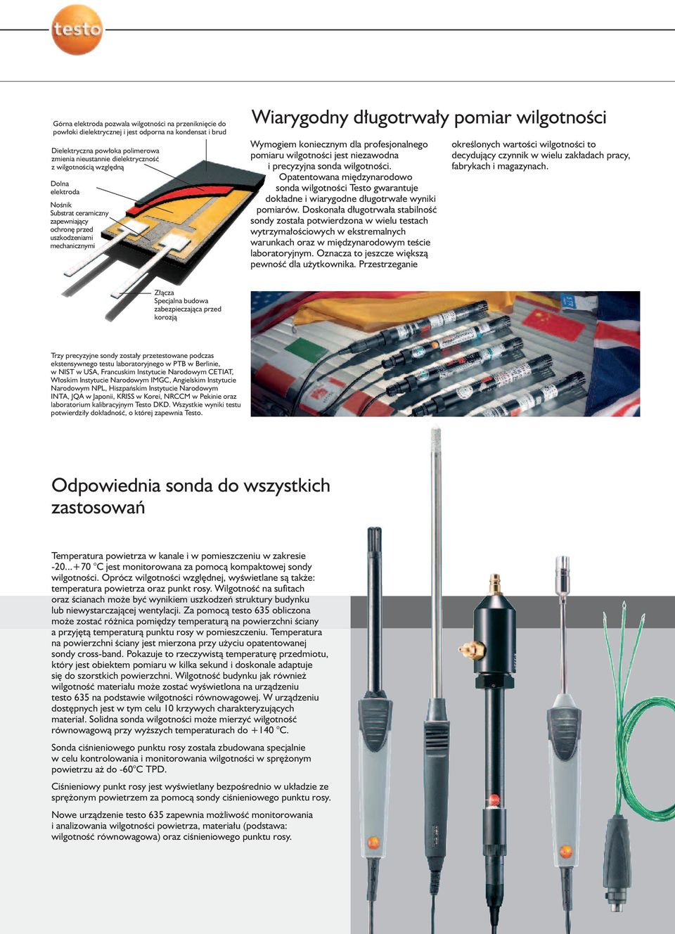 wilgotności jest niezawodna i precyzyjna sonda wilgotności. Opatentowana międzynarodowo sonda wilgotności Testo gwarantuje dokładne i wiarygodne długotrwałe wyniki pomiarów.