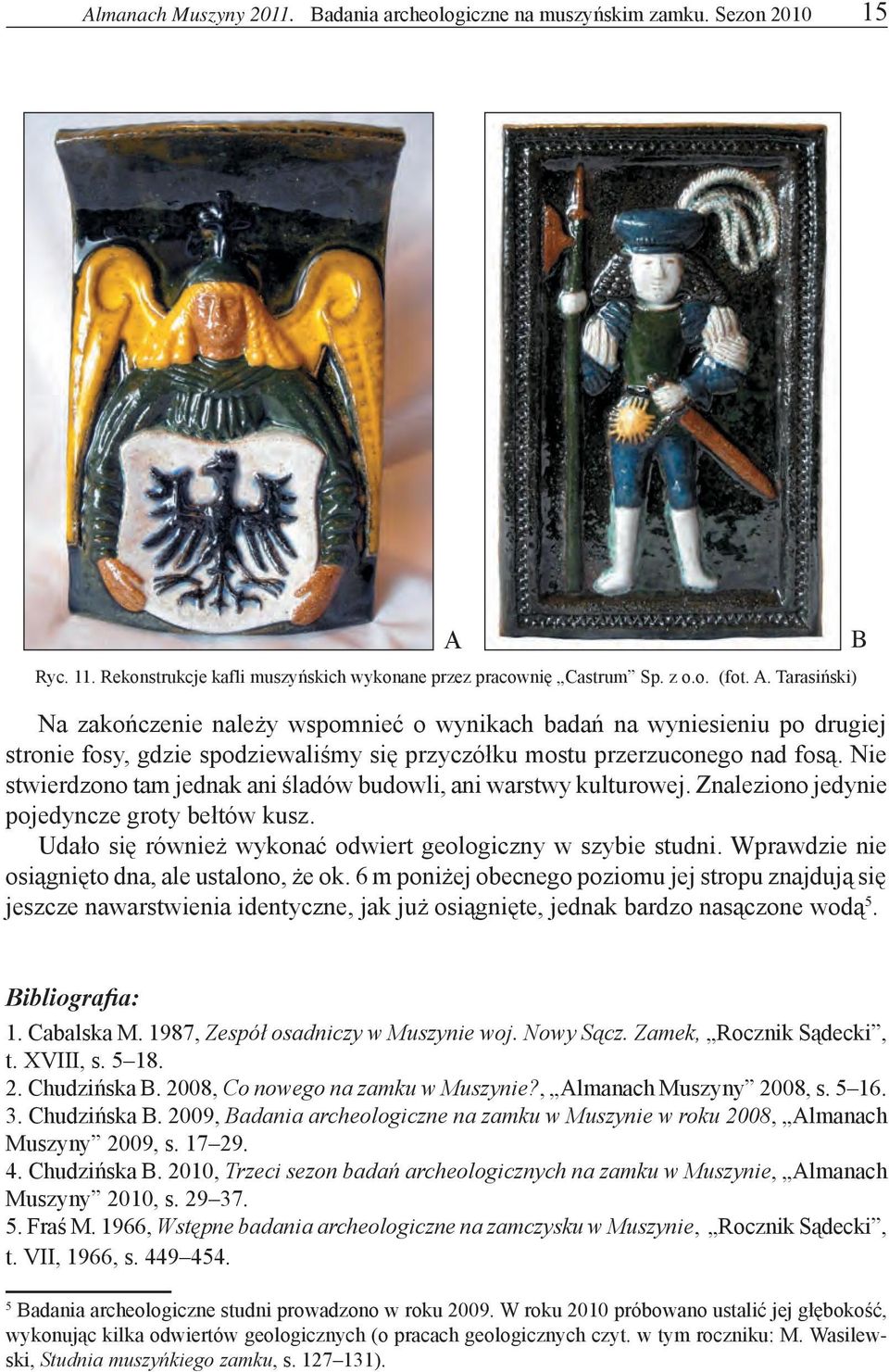 Wprawdzie nie osiągnięto dna, ale ustalono, że ok. 6 m poniżej obecnego poziomu jej stropu znajdują się jeszcze nawarstwienia identyczne, jak już osiągnięte, jednak bardzo nasączone wodą 5.