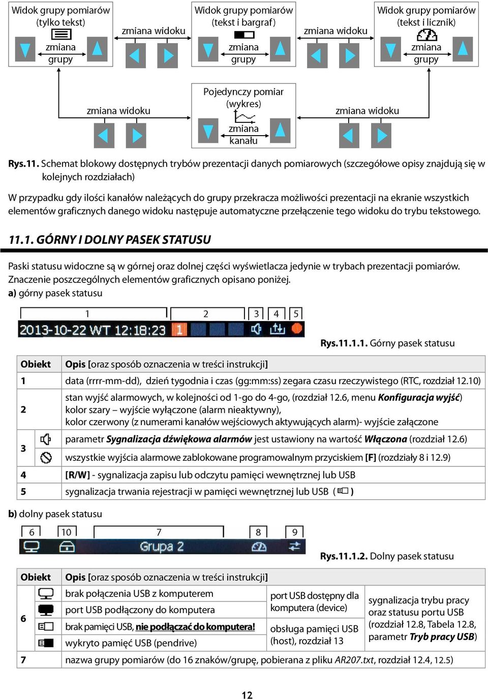 prezentacji na ekranie wszystkich elementów graficznych danego widoku następuje automatyczne przełączenie tego widoku do trybu tekstowego. 11