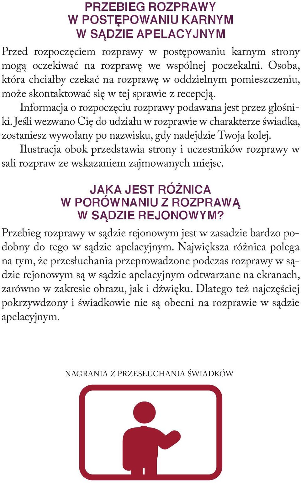 Jeśli wezwano Cię do udziału w rozprawie w charakterze świadka, zostaniesz wywołany po nazwisku, gdy nadejdzie Twoja kolej.