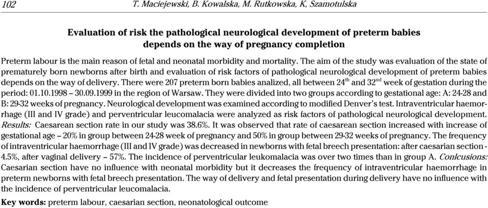 neonatal morbidity and mortality.