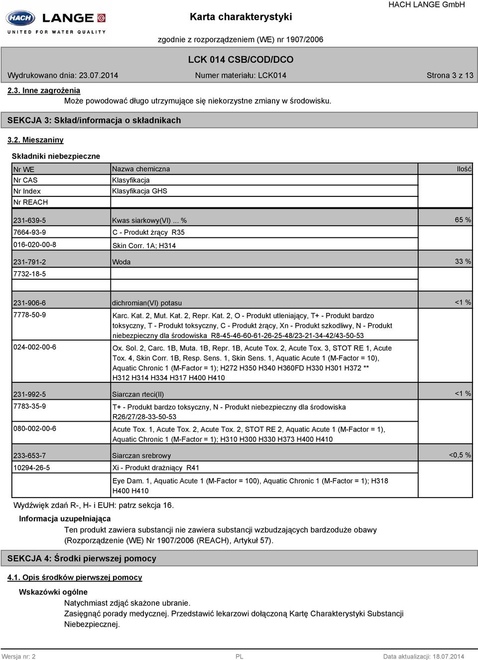 Kat. 2, O - Produkt utleniający, T+ - Produkt bardzo toksyczny, T - Produkt toksyczny, C - Produkt żrący, Xn - Produkt szkodliwy, N - Produkt niebezpieczny dla środowiska